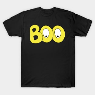 BOO text art cartoon eyes yellow bubble letters T-Shirt